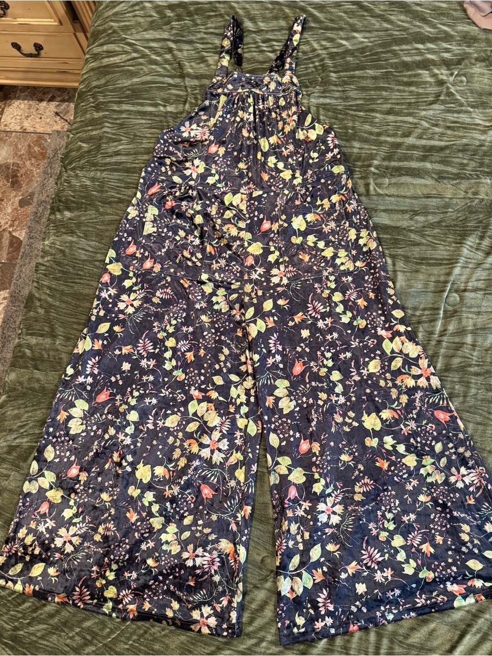 NATURAL LIFE Floral Navy Wide-Leg Jumpsuit with Multicolor Print